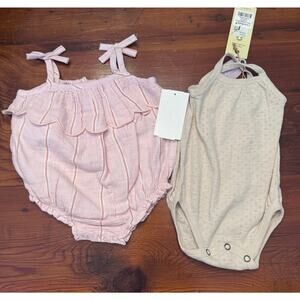 Baby girl bubble romper lot of 2 sz 0-3 months L'oved baby Nordstrom NWT